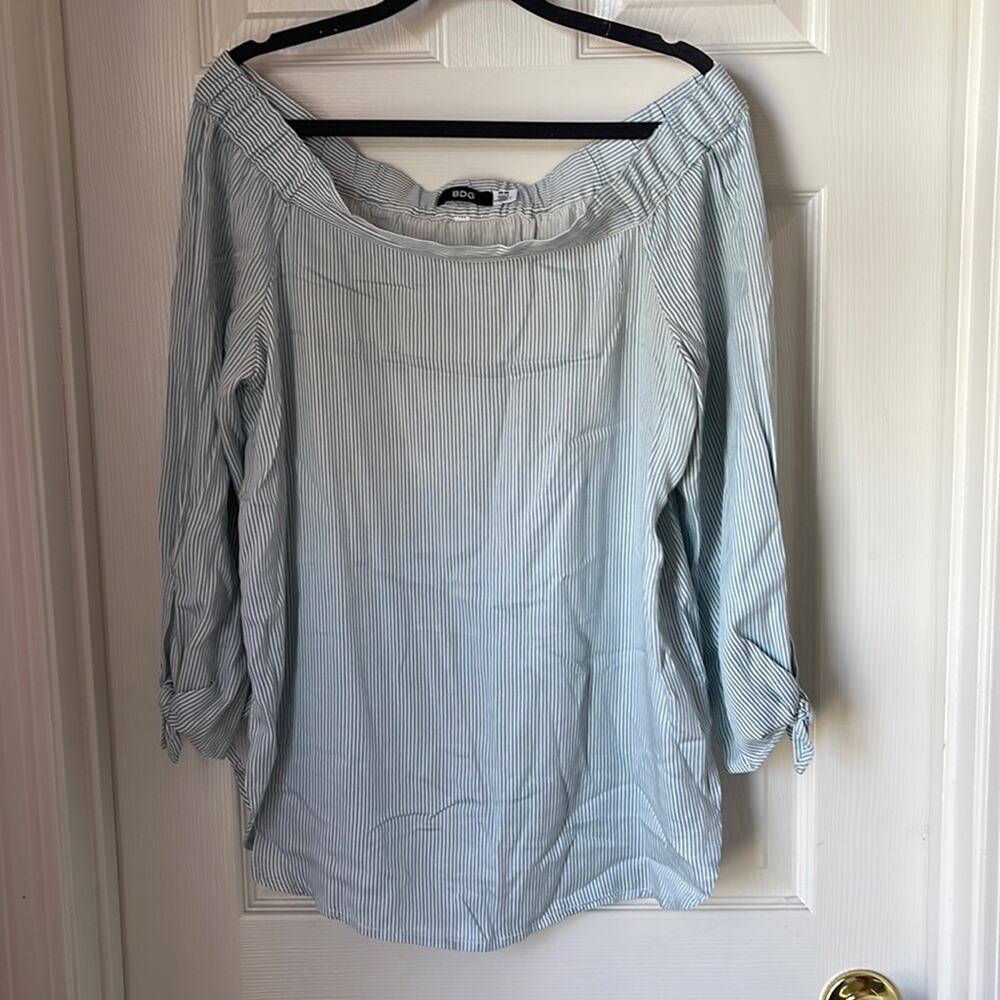 BDG striped off the shoulder tunic